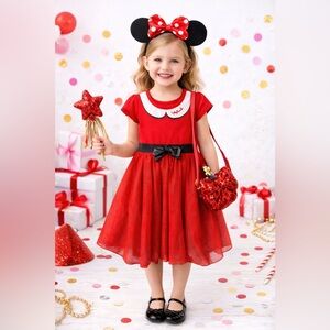 Disney Minnie Mouse Dress Girls 5T Red Tulle Party Holiday